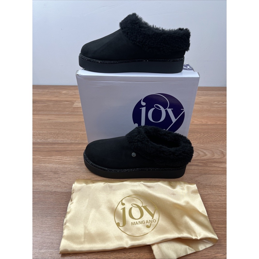 Clean Boss Joy‎ Glamorous Cozy Slippers w/ Orthotic Insoles Black 8  NEW